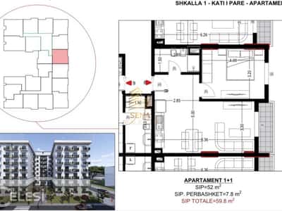 Shitet, Apartament 1+1+blk, Golem-Flower Hotel, 71.800 Euro