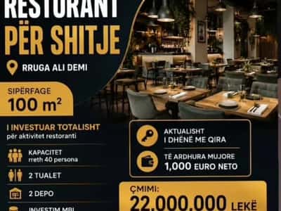 Tirane, shitet dyqan Kati 0, 100 m² 220.000 € (rruga ali demi)