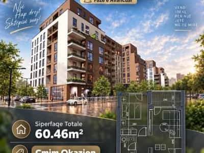 Tirane, shitet apartament 1+1+Ballkon , 60 m² 50.500 € (Kamez, Prane Bashkise)