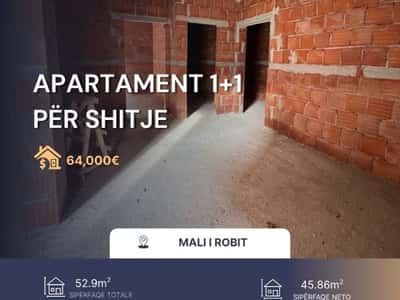 Mali Robit, shitet apartament 1+1 Kati 3, 53 m² 64.000 €