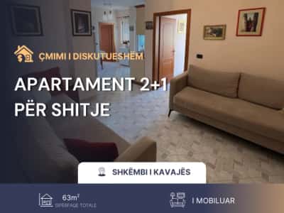 Shkembi Kavajes, shitet apartament 2+1 Kati 2, 63 m²