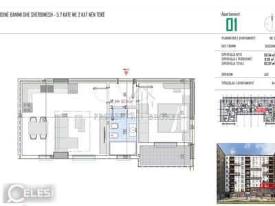 Shitet apartament 1+1 tek Green Rezidence,Kamez !