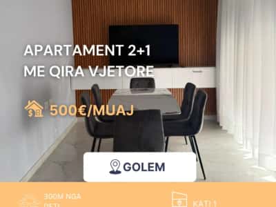 Golem, Jepet me qera apartament 2+1+Ballkon Kati 1, 90 m² (300 m nga deti)