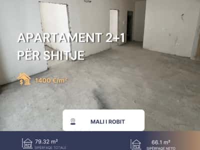 Mali Robit, shitet apartament 2+1 Kati 3, 79 m² 111.500 € (200 m larg detit)