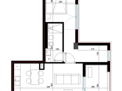 Shitet apartament 1+1 tek Kompleksi Square Village , Santorini 2 , Dhermi , Palase , Vlore , Himare , Drimadhe , Drymades .